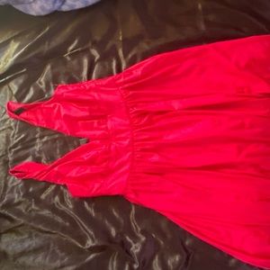This is a medium red long windsor dress